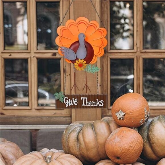 Vintage Metal Thanksgiving Turkey Welcome Sign Front Door Wall Decoration - Picture 3 of 7